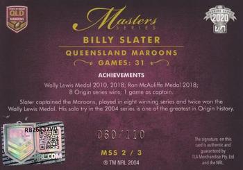 2020 NRL Elite - Masters Series Signatures #MSS2 Billy Slater Back